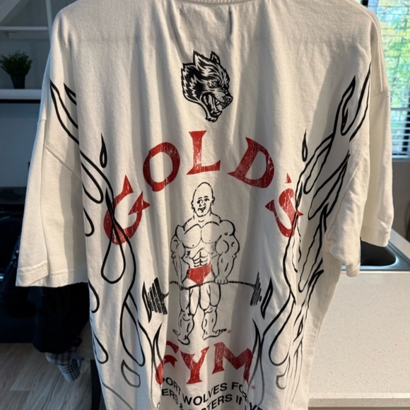 Darc Sport x Gold's Gym Crossover L Oversized Wht workout tee - Picture 8 of 10